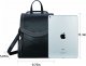 Women’s Genuine Leather Backpack Casual Style Flap Backpacks Daypack for Ladies (Black)