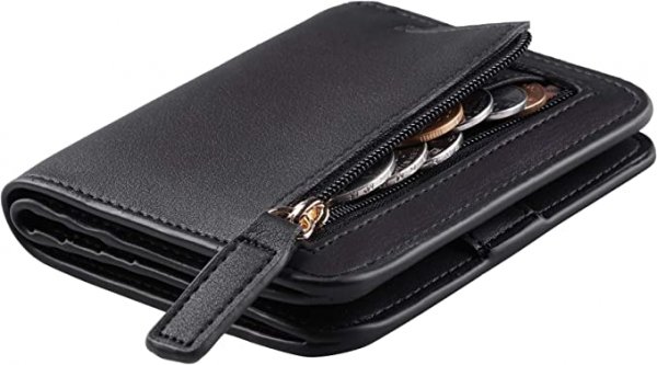 Womens Rfid Blocking Small Compact Bifold Luxury Genuine Leather Pocket Wallet Ladies Mini Purse with ID Window