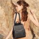 Women’s Genuine Leather Backpack Casual Style Flap Backpacks Daypack for Ladies (Black)